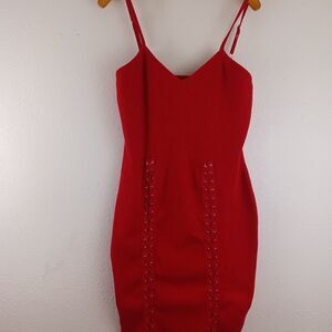 Emperice red bodycon lace up dress size 2XL